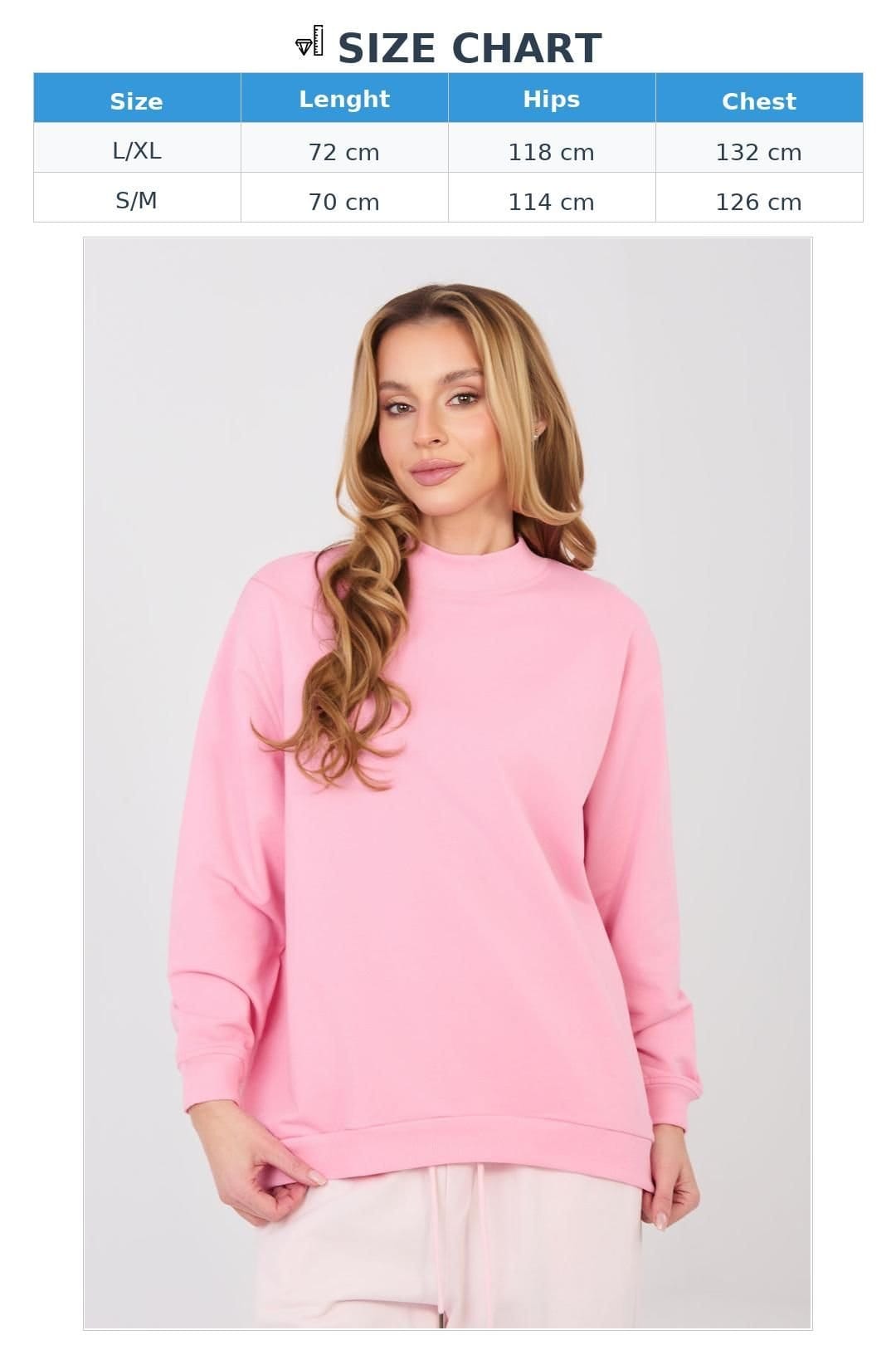 Love Lace Love Lace Women's Cotton Elastane Collar Sweatshirt Long Sleeve in Pink - 4