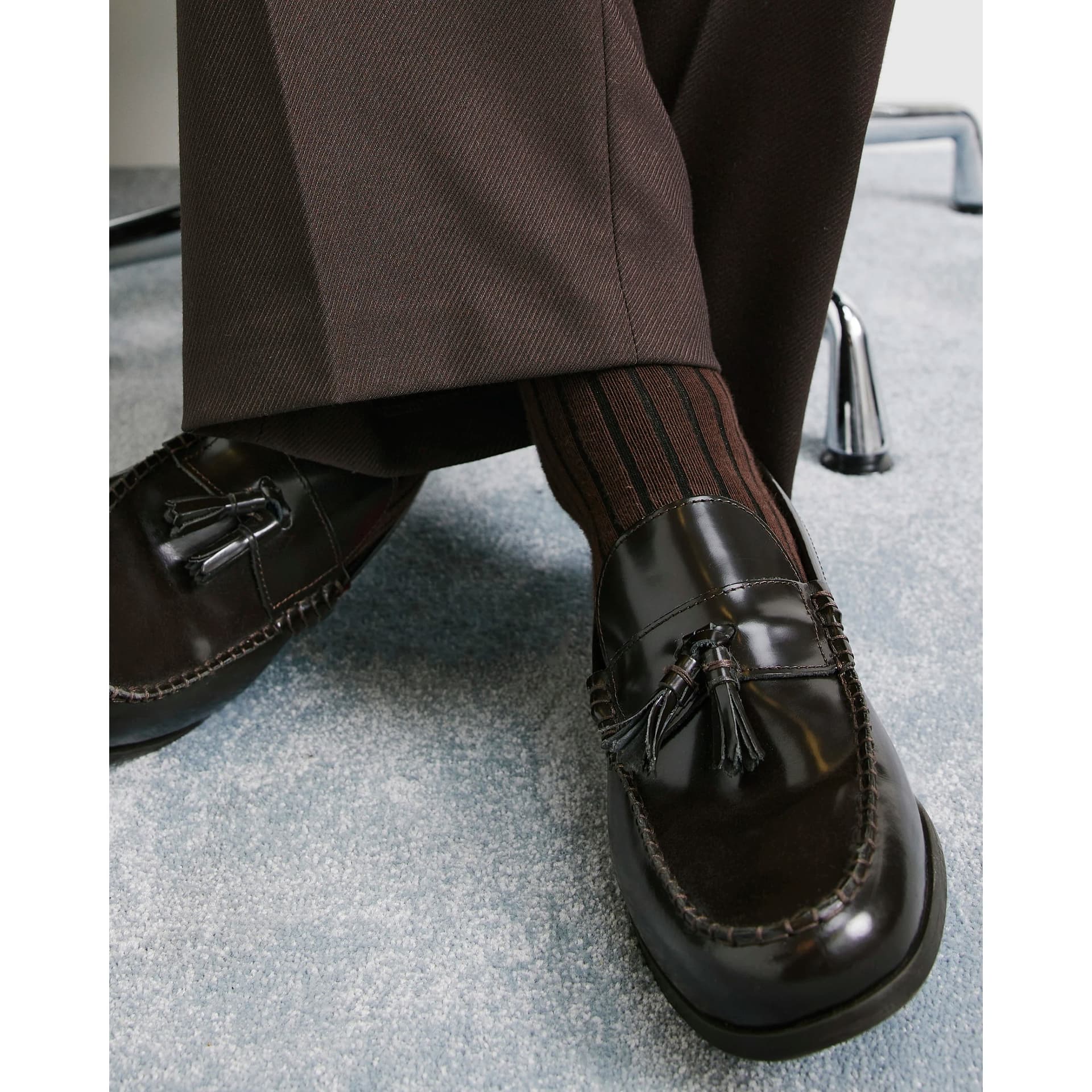 River Island Mens River Island Brown Leather Tassel Loafers