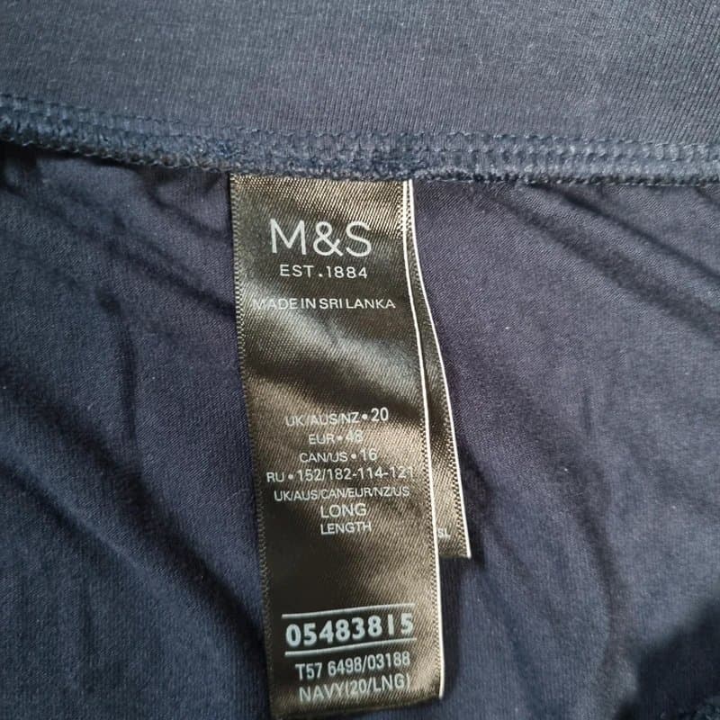 Marks & Spencer M&S - Navy Blue Slim Fit Comfy Trousers - Size UK 20L