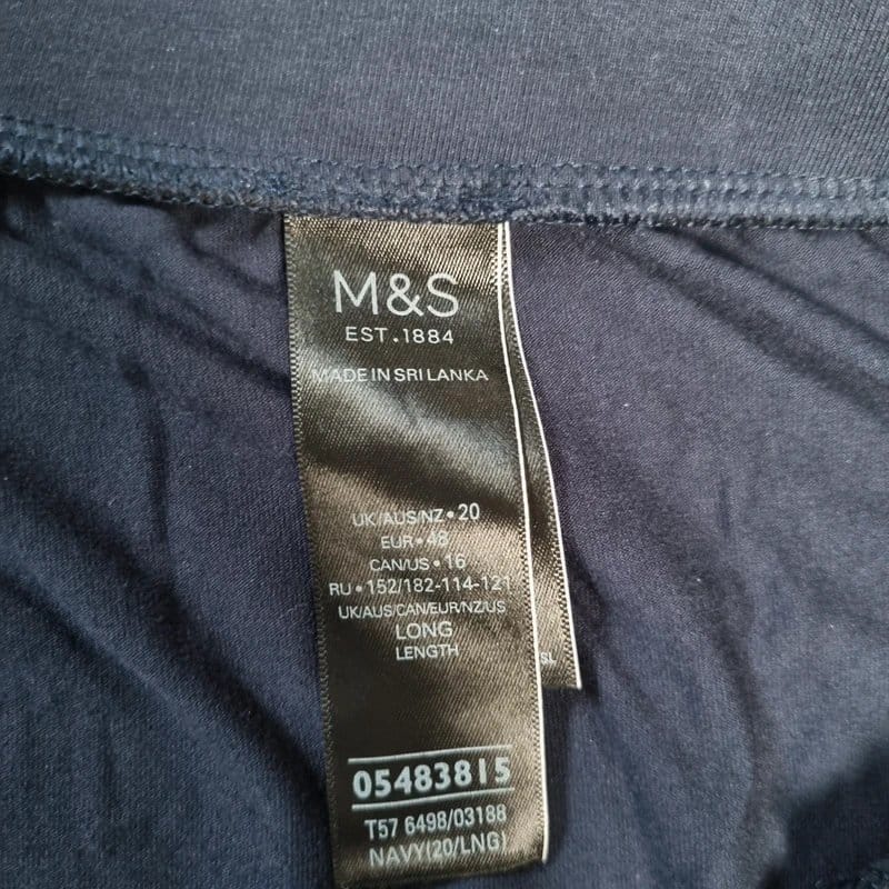 M&S Navy Blue Slim Fit Comfy Trousers - Size UK 20L