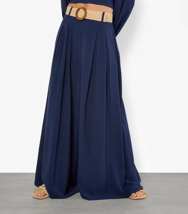 Apricot Women's Navy Belted Palazzo Trousers Apricot New Look - 2