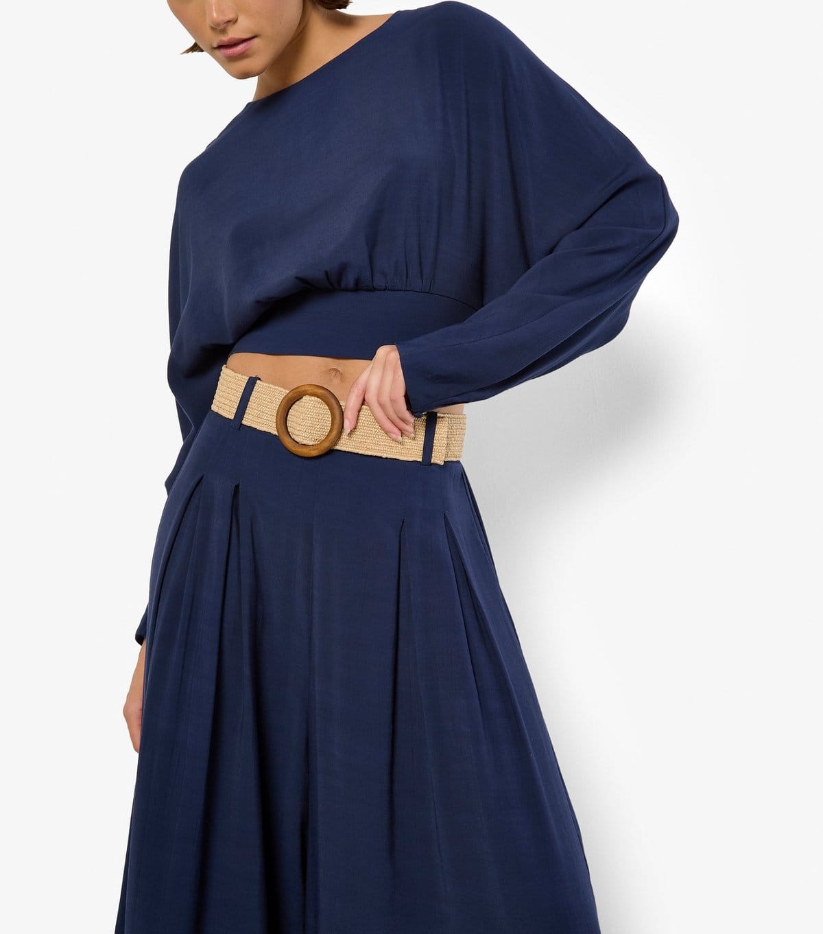 Apricot Women's Navy Belted Palazzo Trousers Apricot New Look - 4