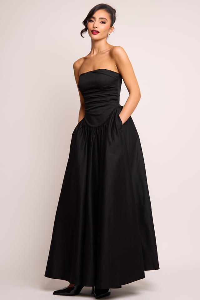 Jaded Rose Jaded Rose Women's Leena Black Bandeau Fold Gown Maxi Dress - 2