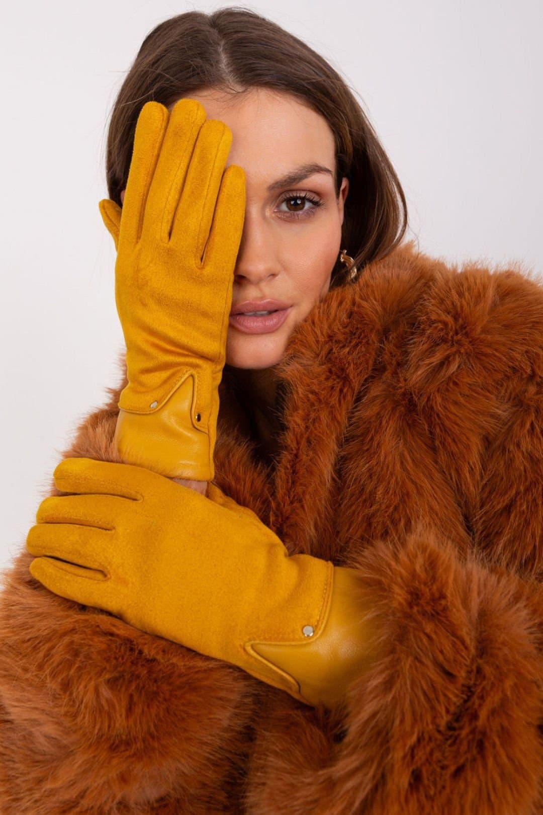 Love Lace Love Lace Women's Elegant Touchscreen Gloves with Embroidered Flower Grip Fingers in Yellow