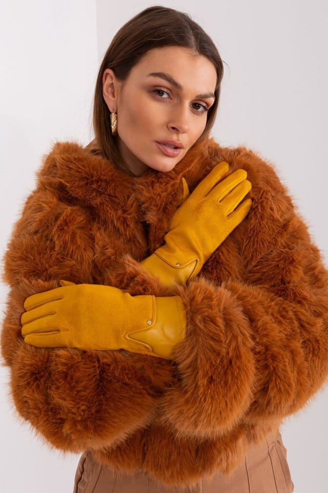 Love Lace Love Lace Women's Elegant Touchscreen Gloves with Embroidered Flower Grip Fingers in Yellow - 3