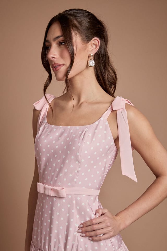 Oasis Oasis Women's Bow Detail Dropped Waist Midi Dress in Pink - 2