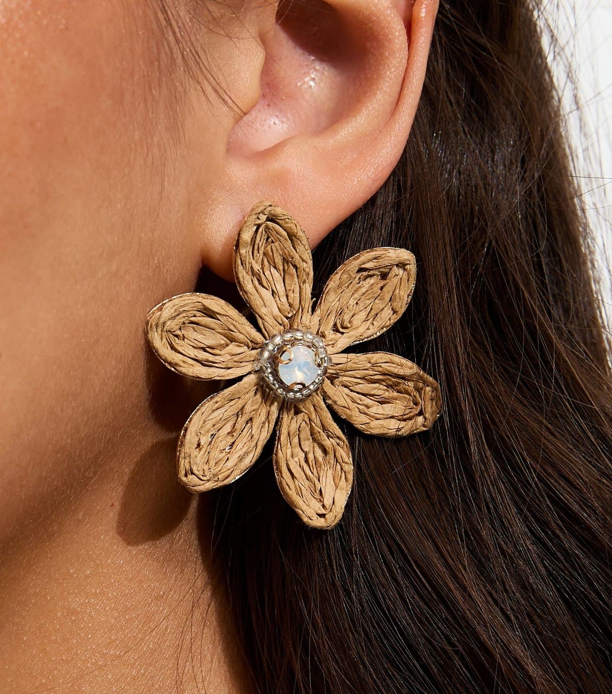 New Look Brown Jewel Centre Floral Stud Earrings New Look