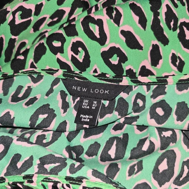 New Look New Look Green Leopard Print Summer Dress Size 14