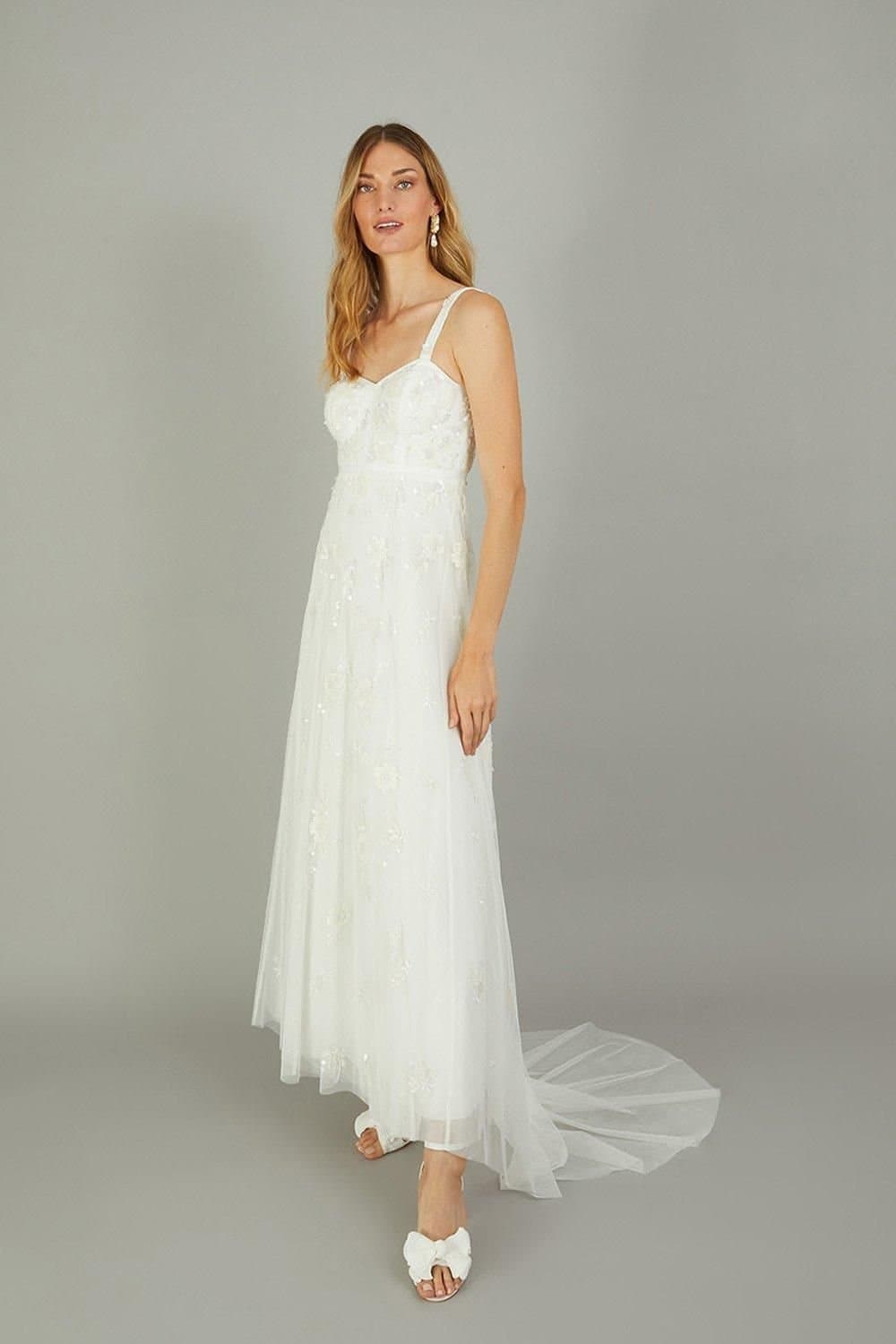 Monsoon Monsoon Women's Caroline Embellished Bridal Dress Ivory