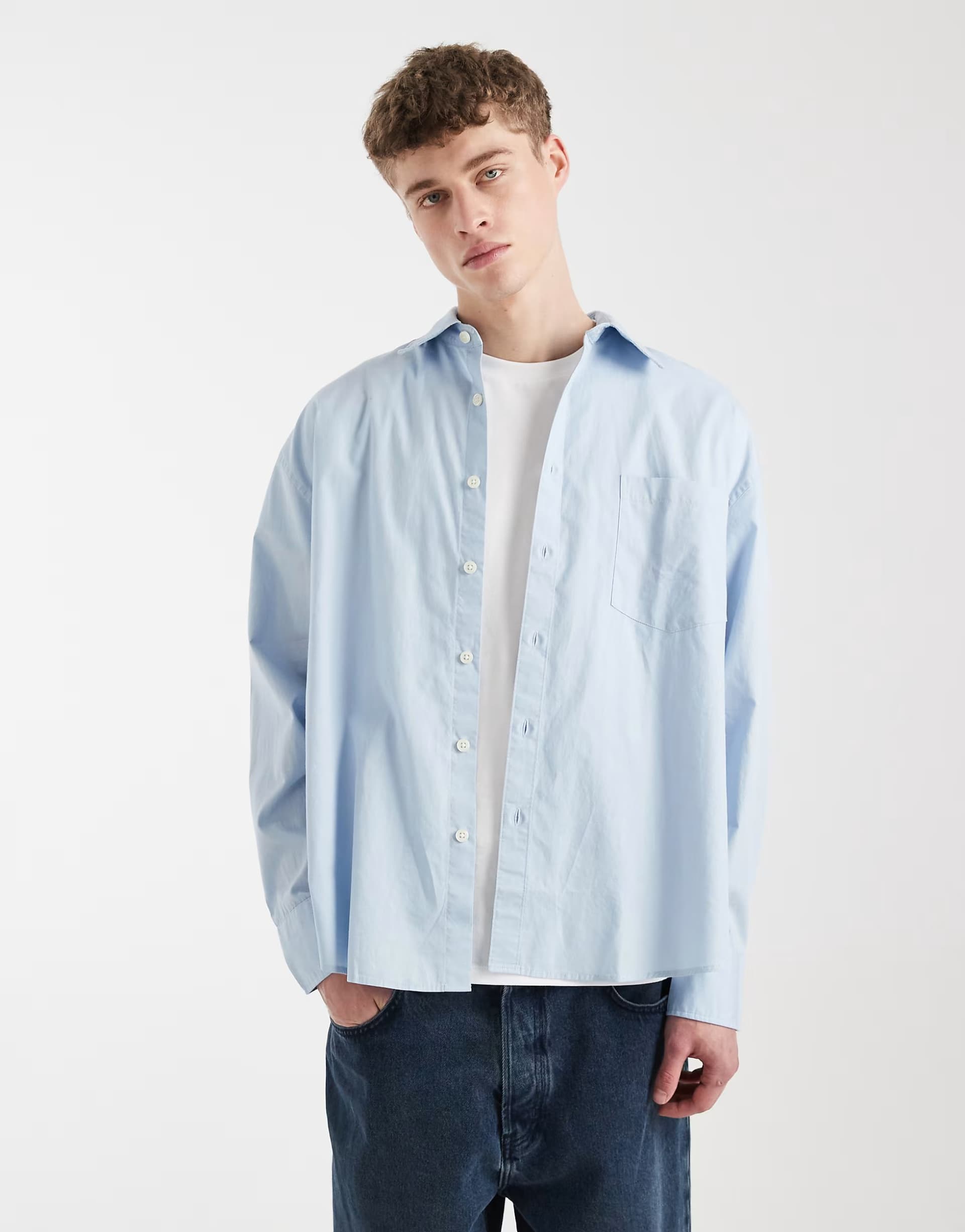 ASOS ASOS Light Blue Long Sleeve Poplin Cotton Shirt
