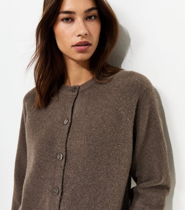 New Look Women's Dark Mink Knitted Meet The Jean Raglan Cardigan New Look - 2