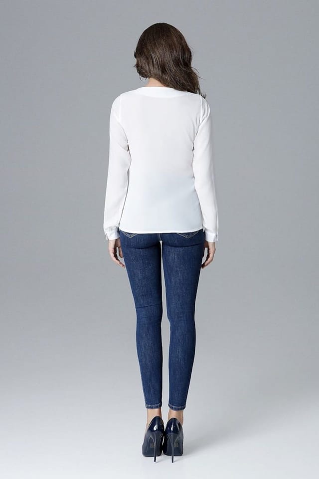 Love Lace Love Lace Women's Long Sleeve Blouse with Statement Zipper Style 128511 in White - 3