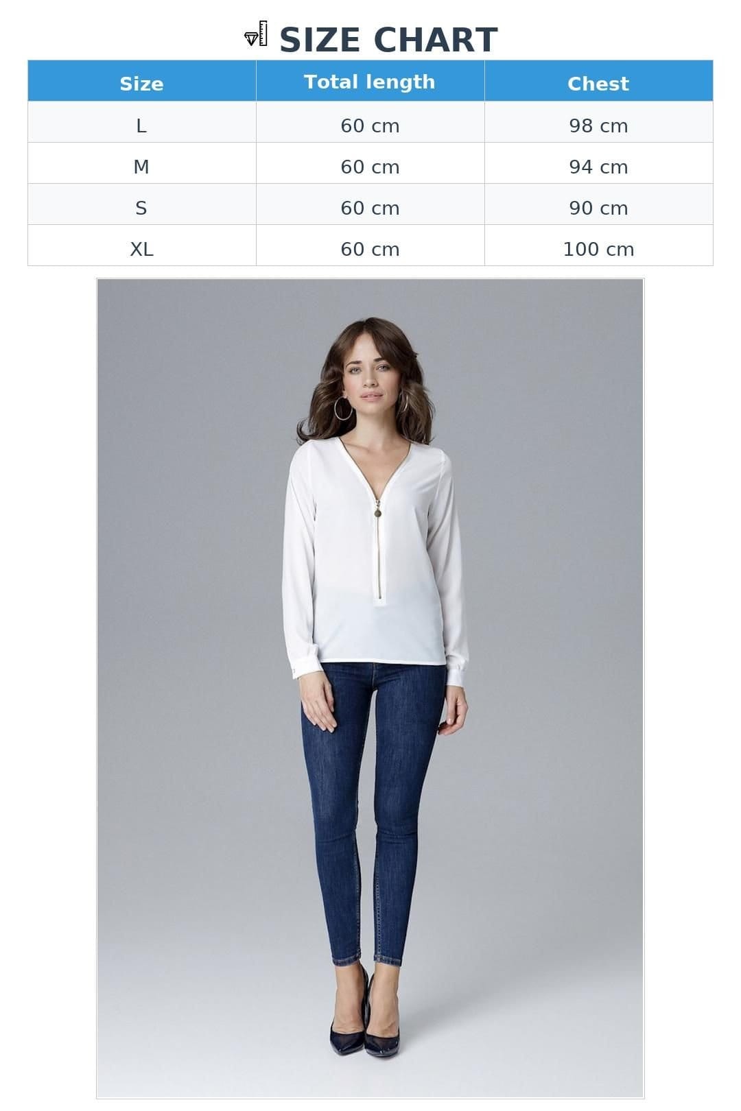 Love Lace Love Lace Women's Long Sleeve Blouse with Statement Zipper Style 128511 in White - 4