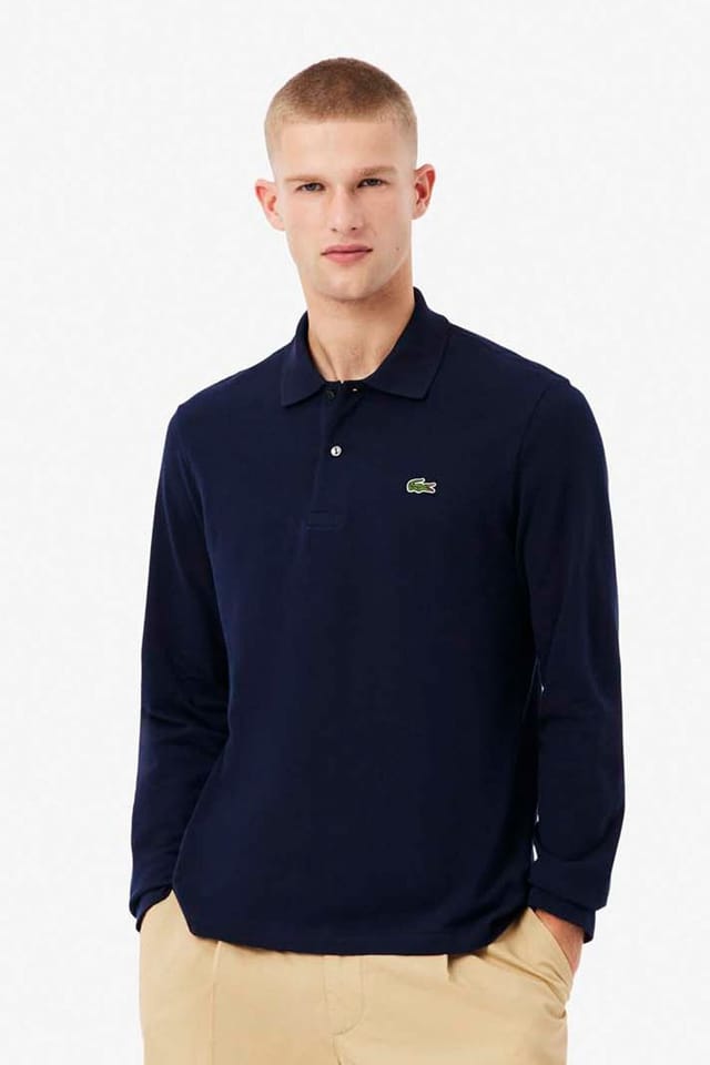 Lacoste Lacoste Men's L1212 Long Sleeve Polo Shirt Navy Blue - 3