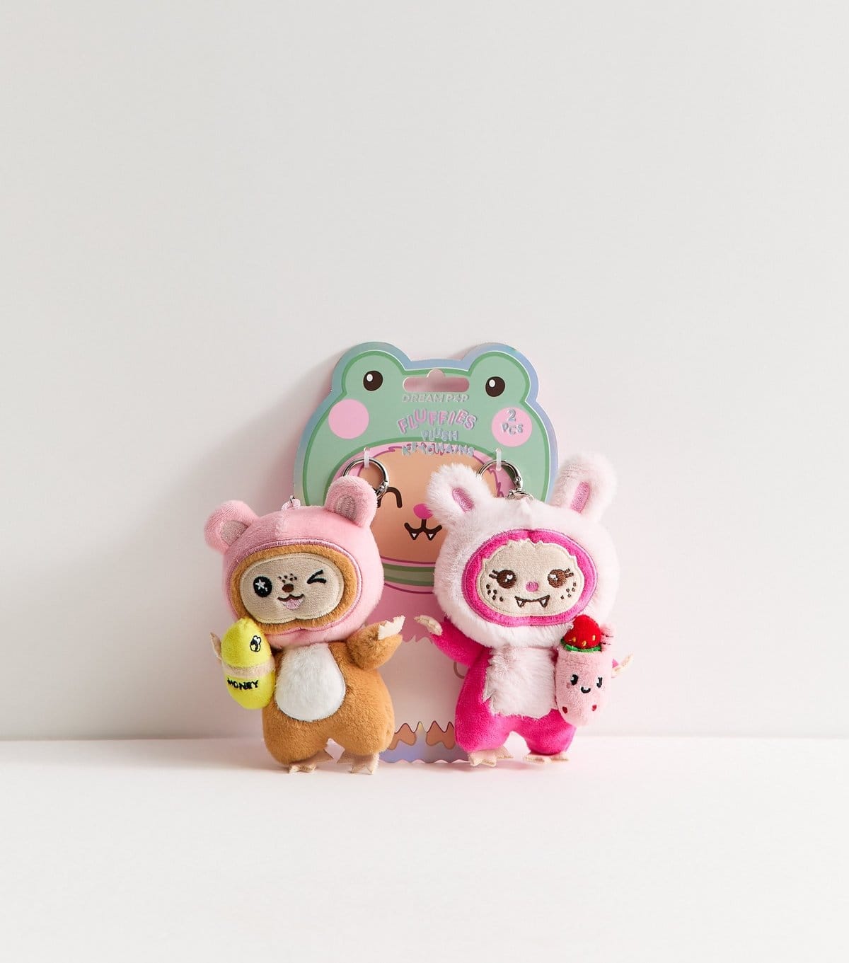 New Look Green Pack Of 2 Fluffies Plush Key Rings New Look - 1