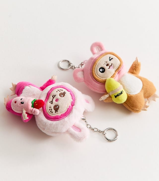 New Look Green Pack Of 2 Fluffies Plush Key Rings New Look - 3