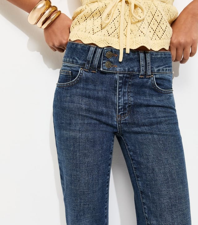 New Look Women's Blue Double Button Low Rise Bootcut Jeans New Look - 2
