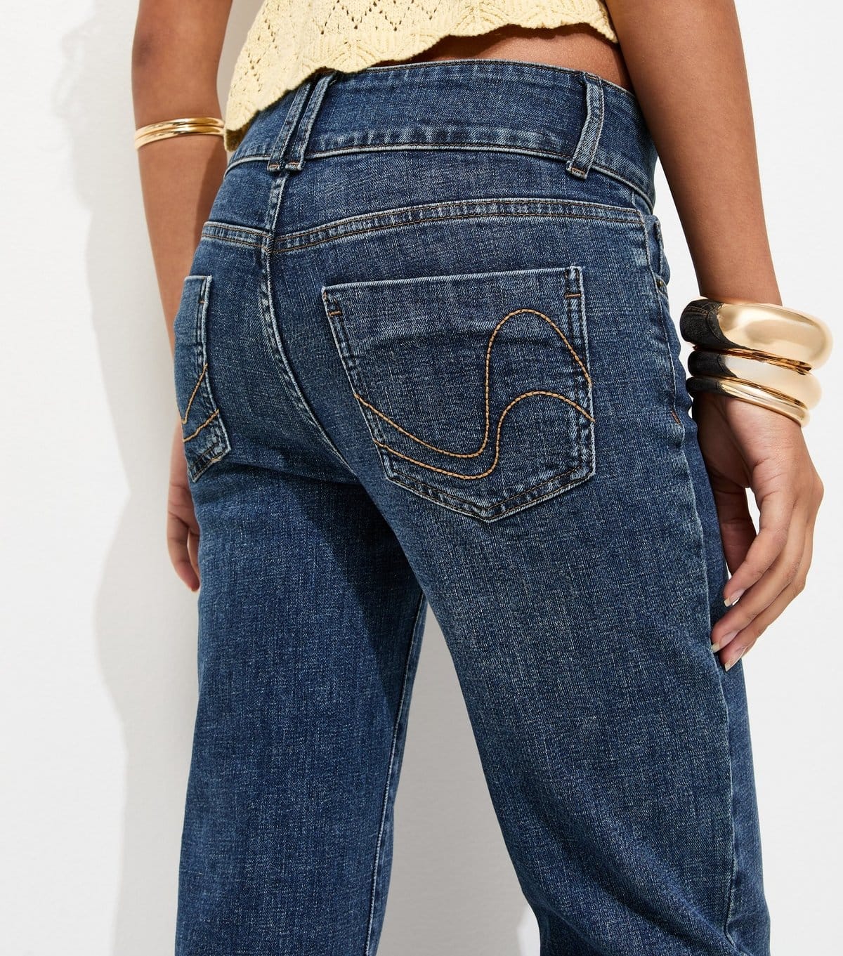 New Look Women's Blue Double Button Low Rise Bootcut Jeans New Look - 4