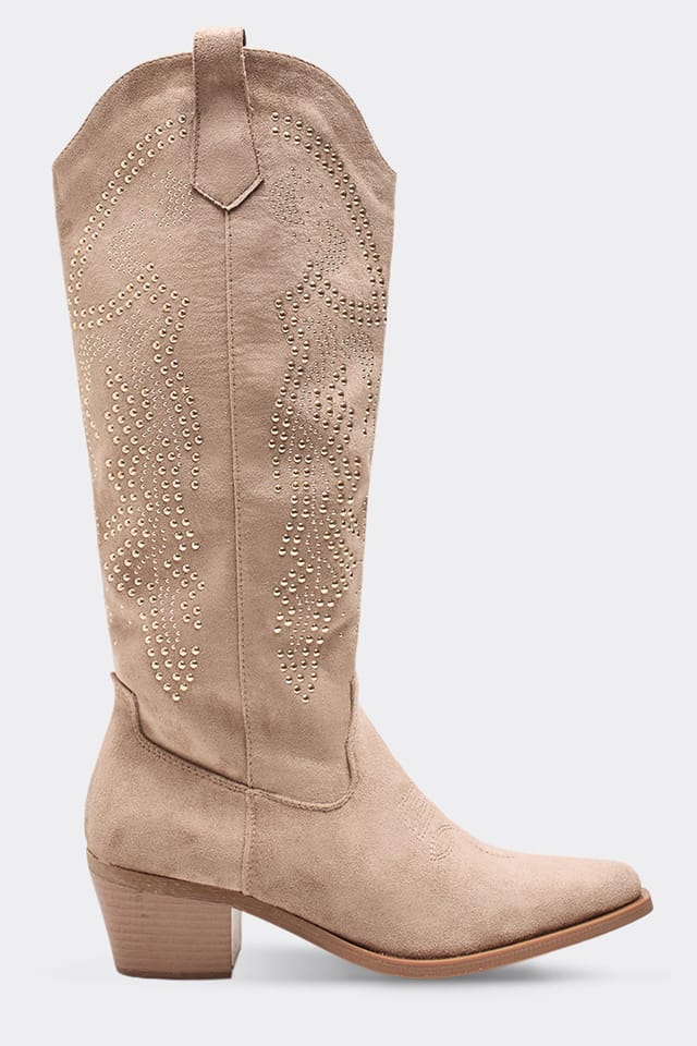 EGO EGO Women's Knee High Faux Suede Block Heel Boots in Light Khaki - 3