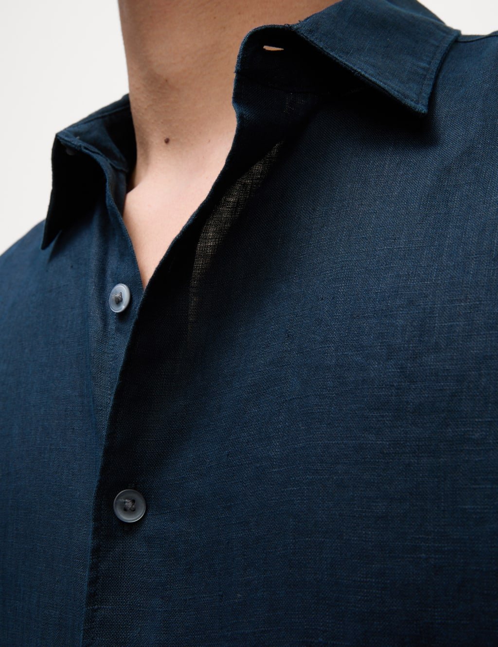 Marks & Spencer M&S Slim Fit Pure Linen Shirt Navy - 2