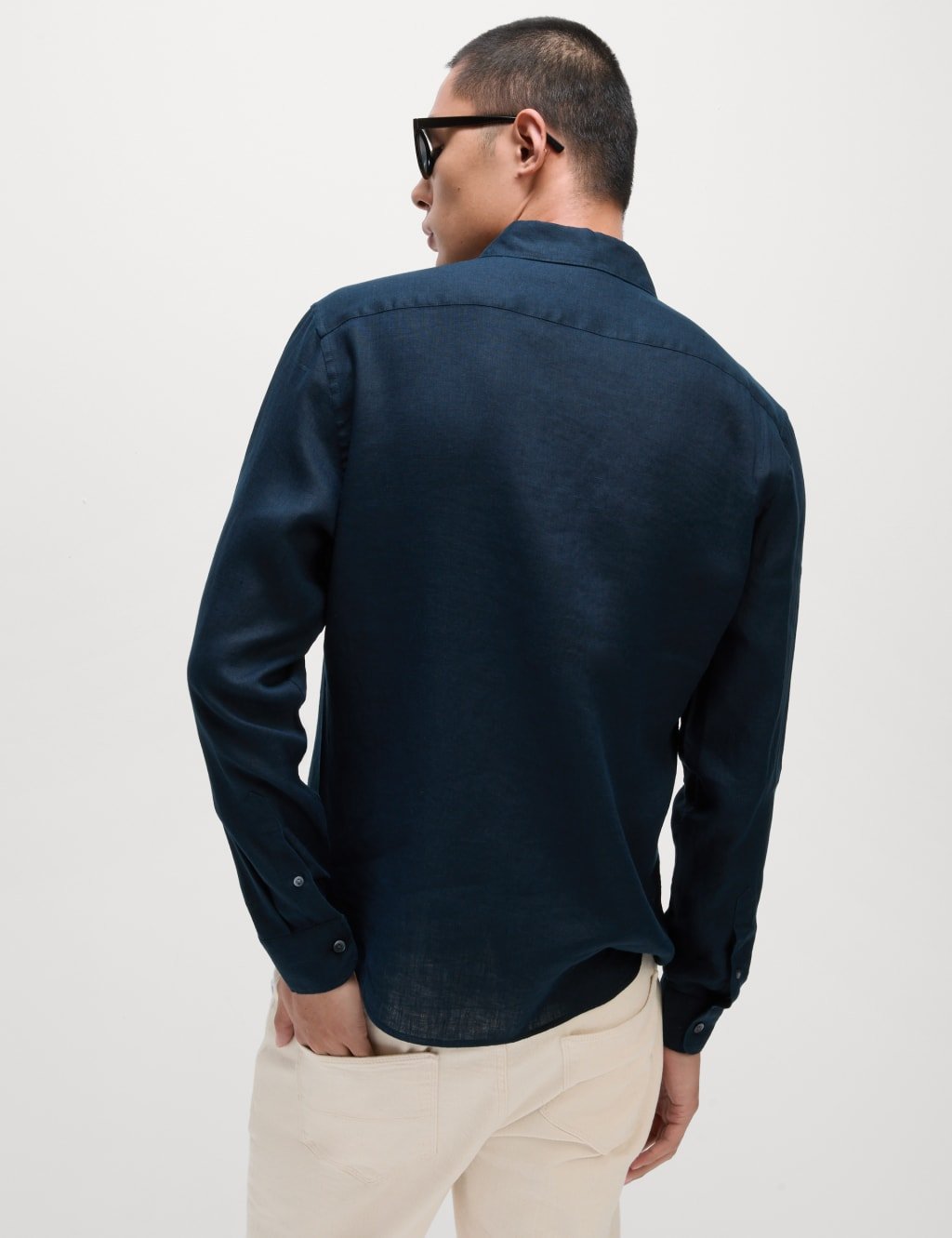 Marks & Spencer M&S Slim Fit Pure Linen Shirt Navy - 4