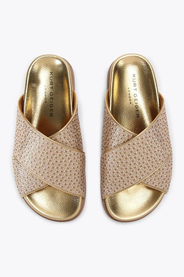 Kurt Geiger London Kurt Geiger London Women's 'Fabric Footbed Sandal' Fabric Sandals in Gold - 2