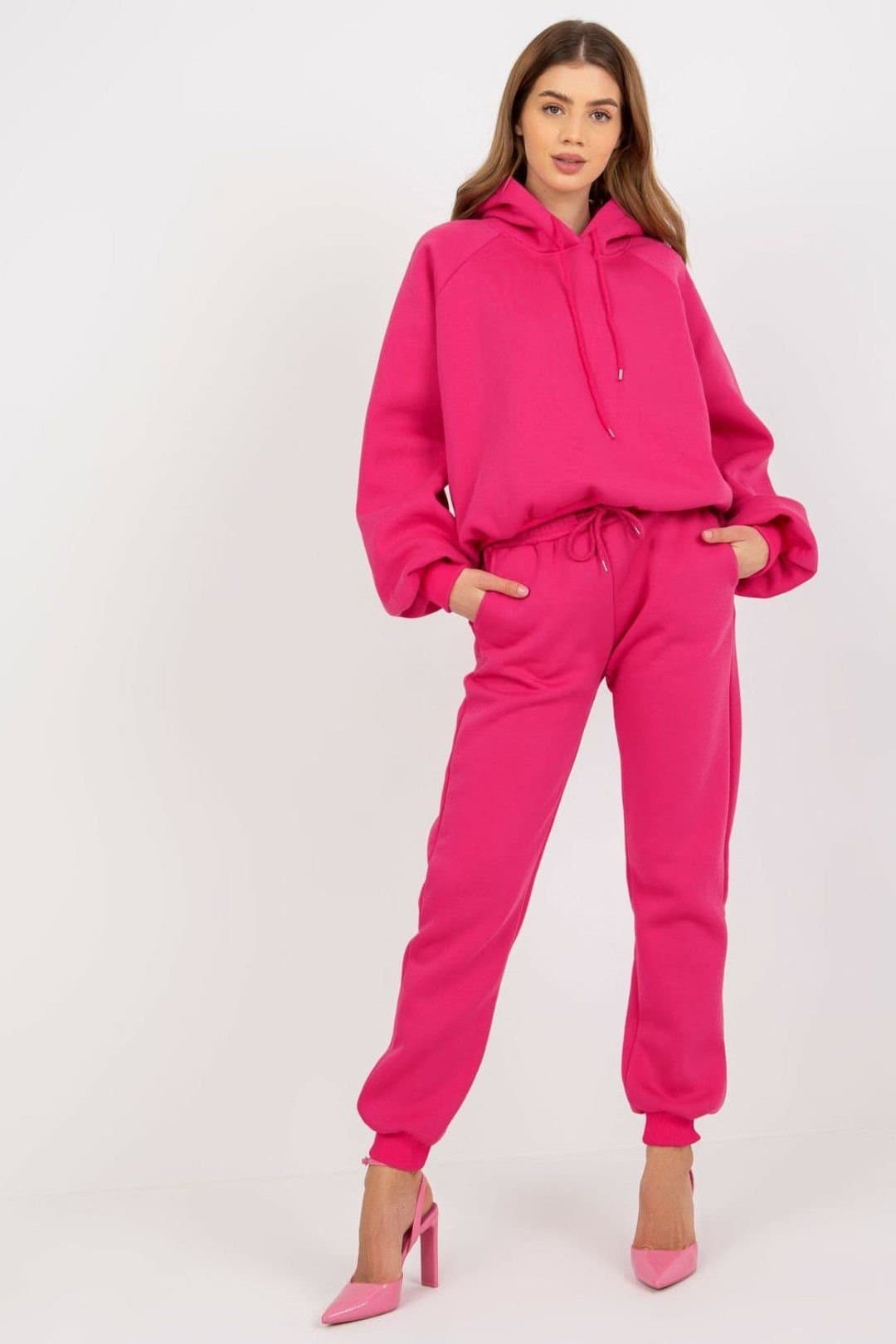 Love Lace Love Lace Women's Hooded Sweatshirt & Drawstring Pant Set in Pink