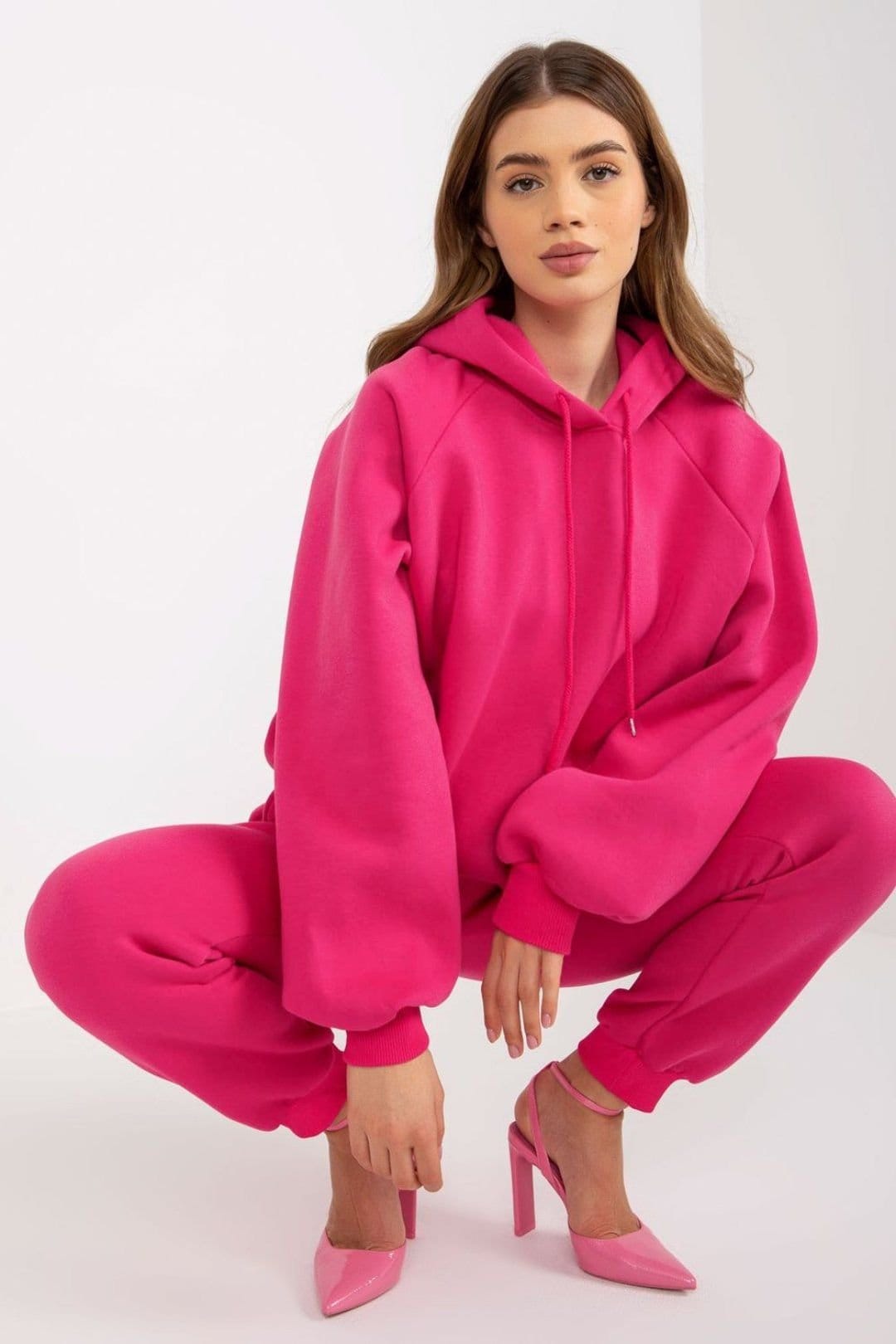 Love Lace Love Lace Women's Hooded Sweatshirt & Drawstring Pant Set in Pink - 4