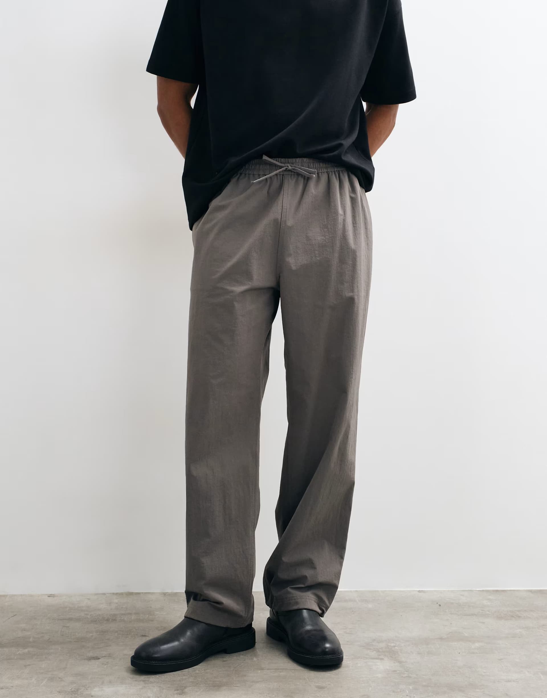 ASOS ARKET loose fit pull on trousers in mid grey