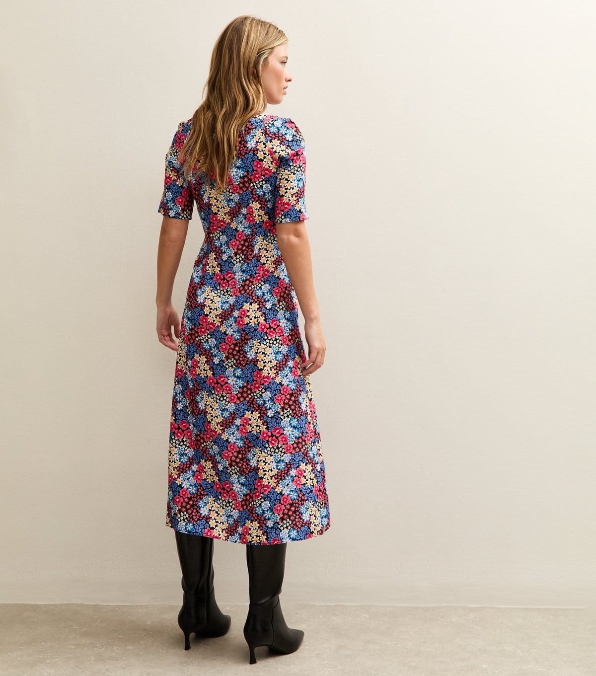 New Look Women's Blue Floral Print Slit Hem Midi Dress New Look - 4