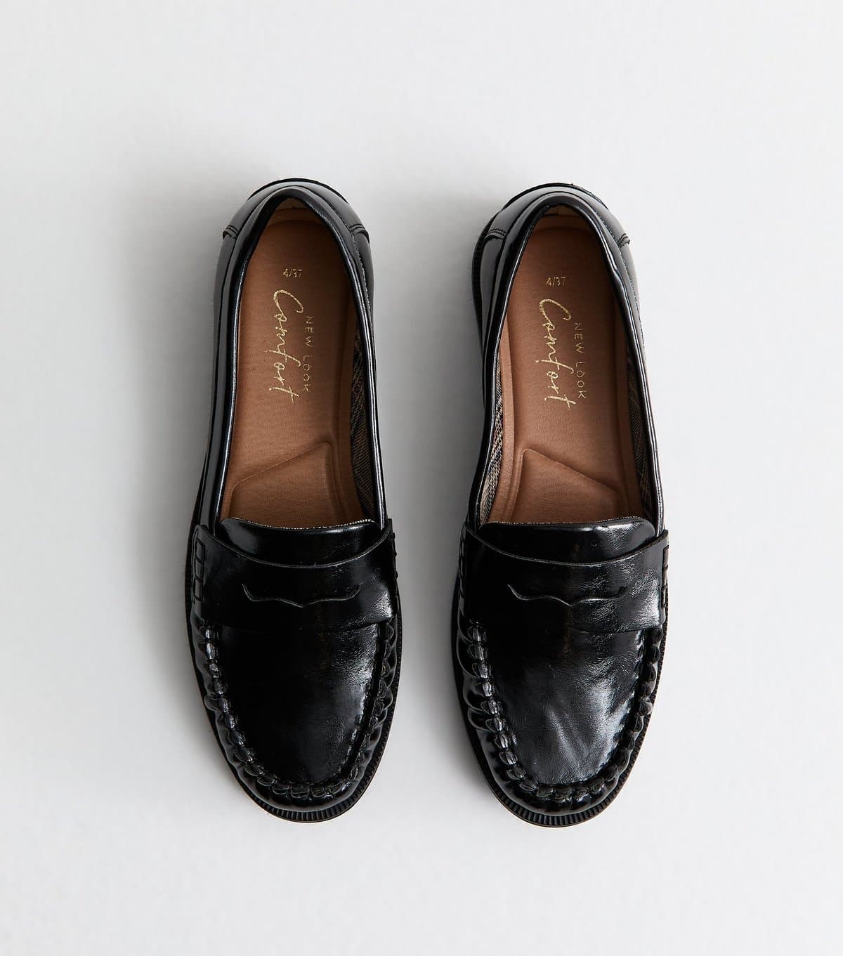 New Look Women's Black Faux Leather Saddle Penny Loafers Vegan New Look