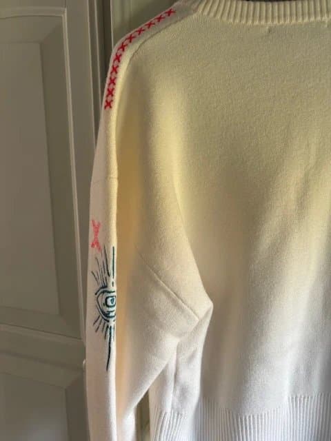 Never Fully Dressed Cream Neon Embroidered Darcy Cardigan