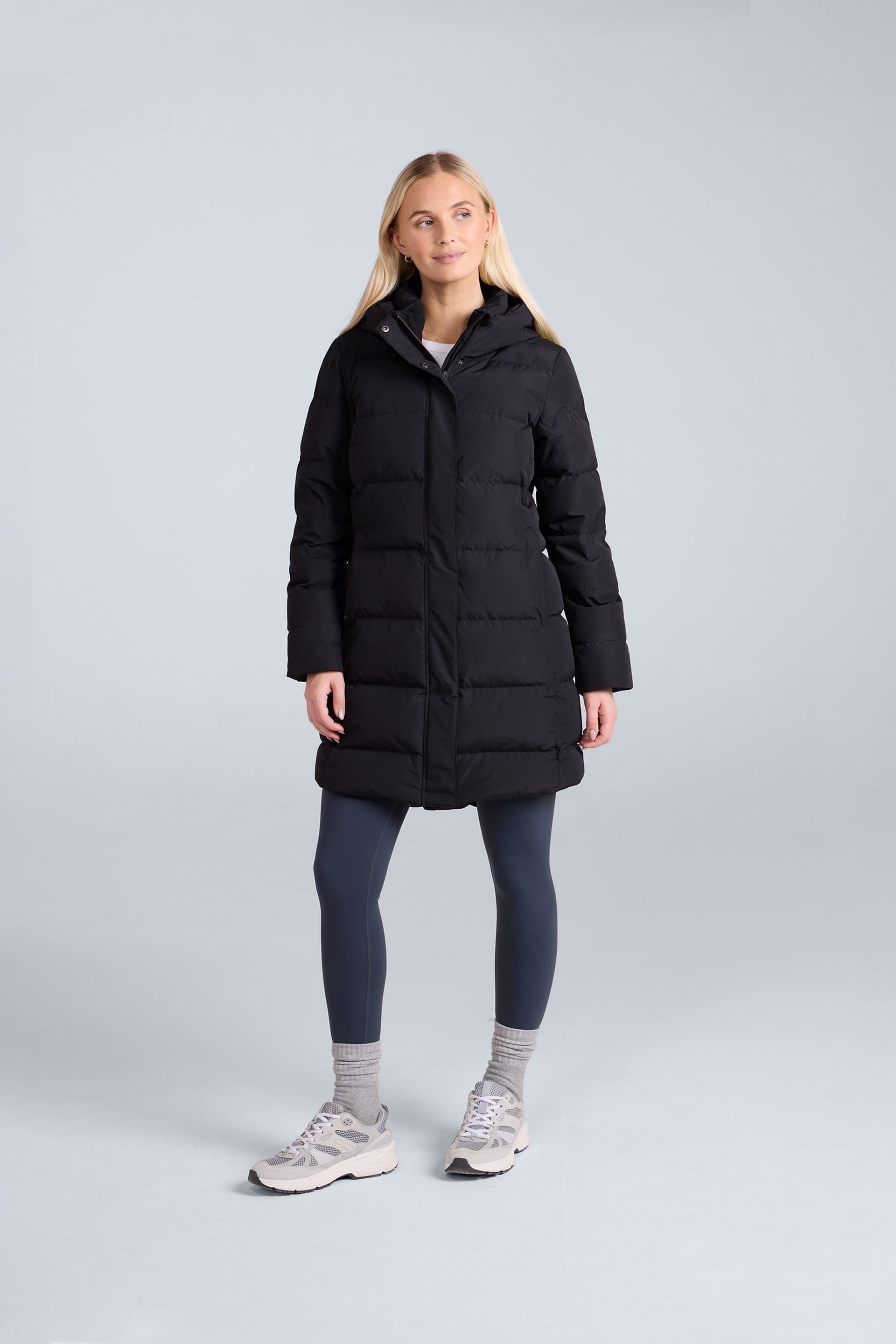 Animal Animal Women's 'Ivy' Water Resistant Warm & Cosy Downproof Lining Down Longline Coat in Jet Black