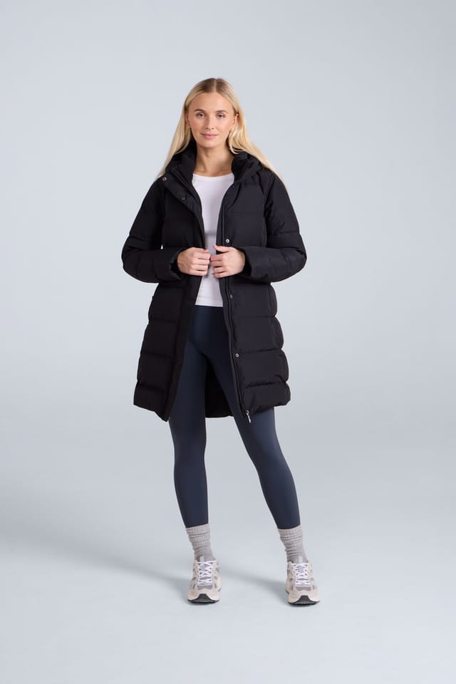 Animal Animal Women's 'Ivy' Water Resistant Warm & Cosy Downproof Lining Down Longline Coat in Jet Black - 2