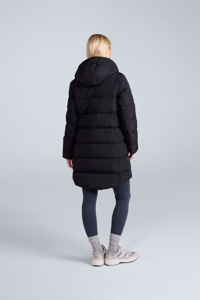 Animal Animal Women's 'Ivy' Water Resistant Warm & Cosy Downproof Lining Down Longline Coat in Jet Black - 3