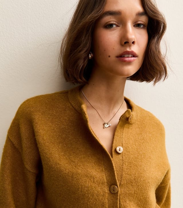 New Look Women's Dark Yellow Crew Neck Knit Cardigan New Look - 3