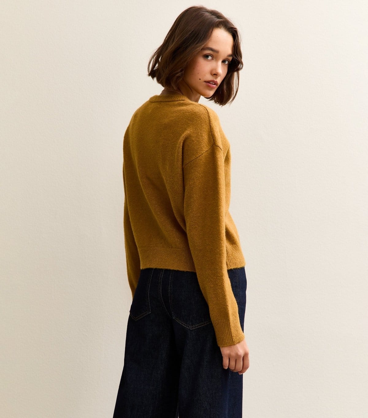 New Look Women's Dark Yellow Crew Neck Knit Cardigan New Look - 4