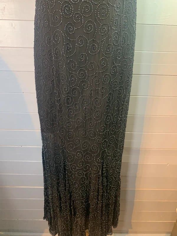 After SIx After Six Ronald Joyce Black Silk Beaded Evening Dress