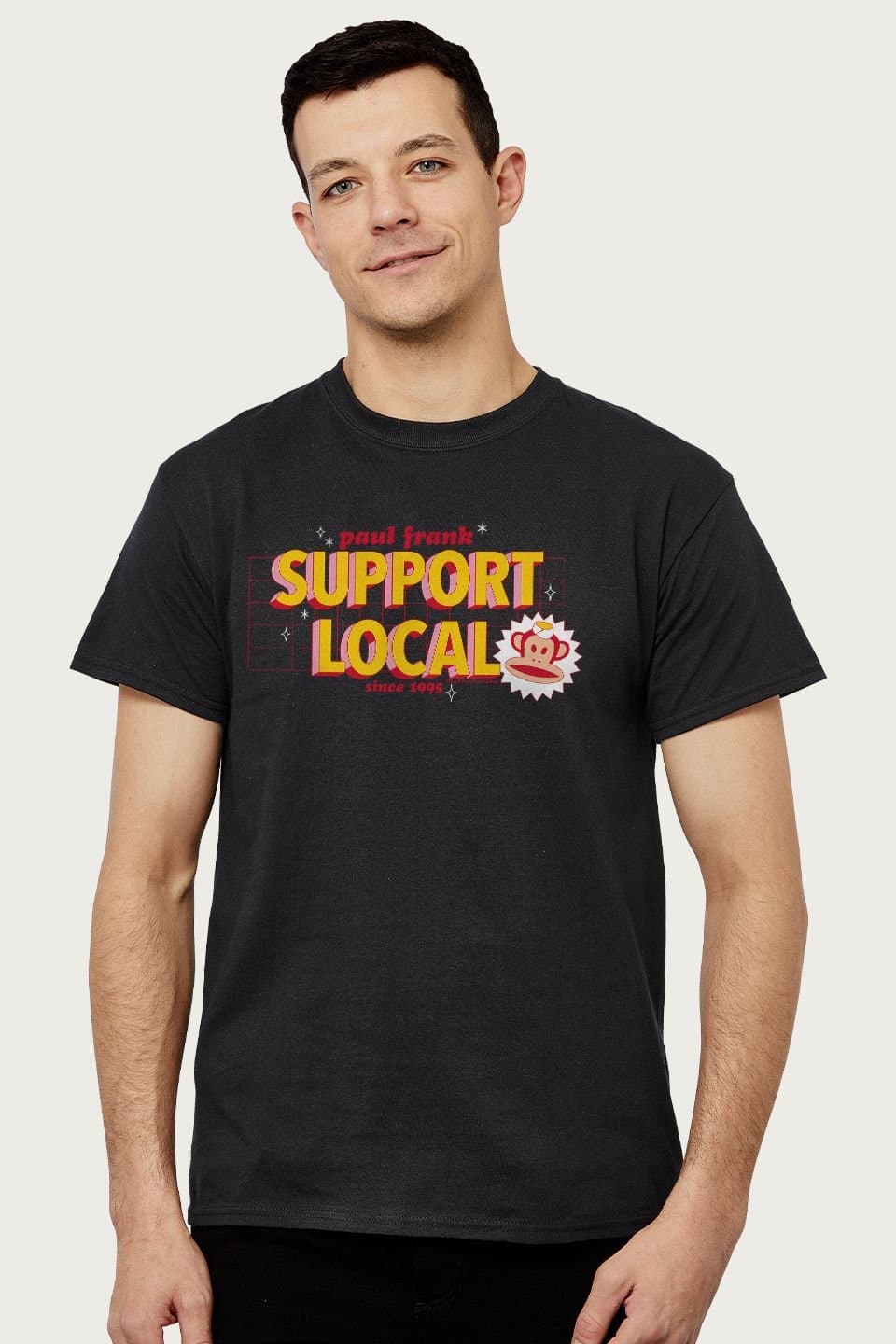 Paul Frank Paul Frank Men's Diner Support Local Julius Monkey Waiter T-Shirt in Black