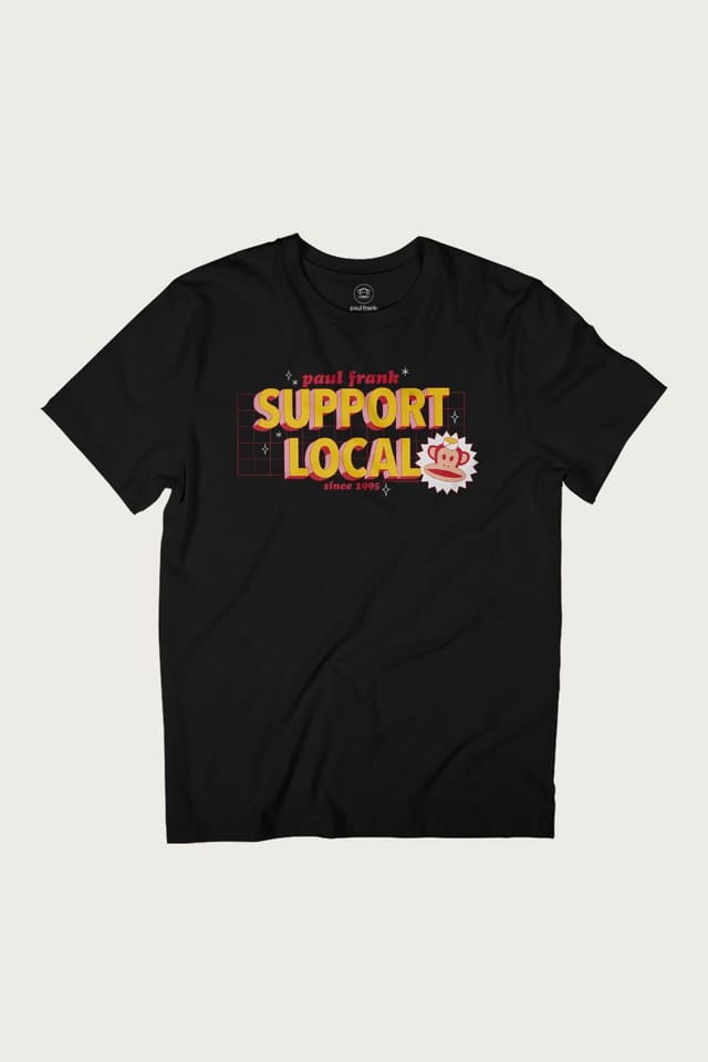 Paul Frank Paul Frank Men's Diner Support Local Julius Monkey Waiter T-Shirt in Black - 2