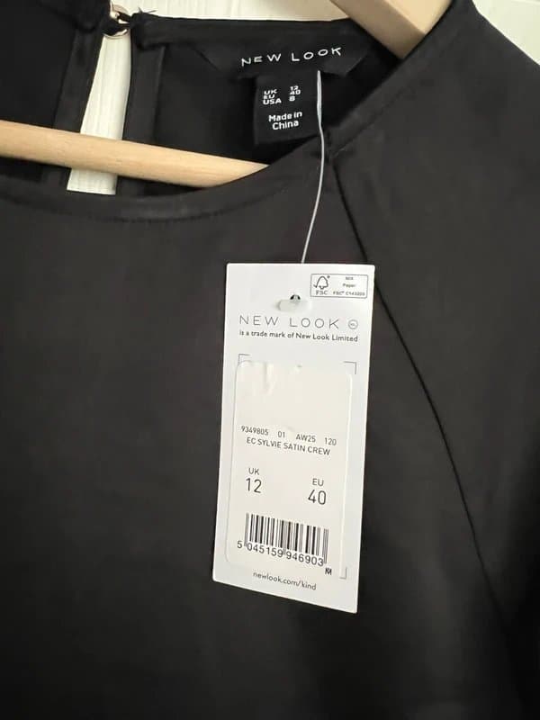 New Look New look satin style t shirt black BNWT size 12