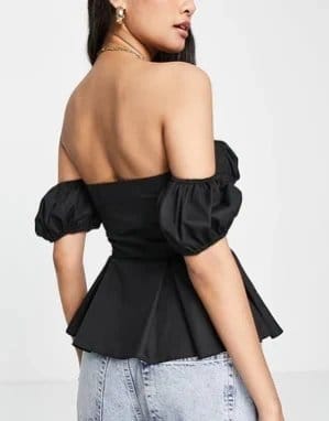 ASOS Black Off-Shoulder Corset Top