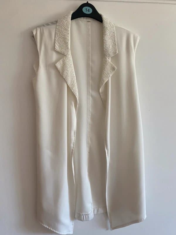 Never Fully Dressed Never fully dressed cream sequin long sleeveless waistcoat