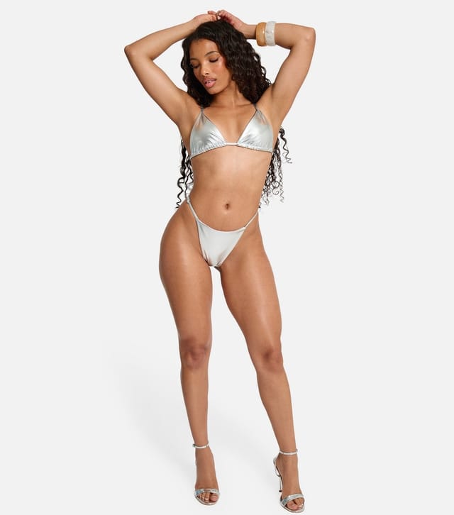 Public Desire Women's Silver Foiled Bikini Bottoms Public Desire New Look - 3