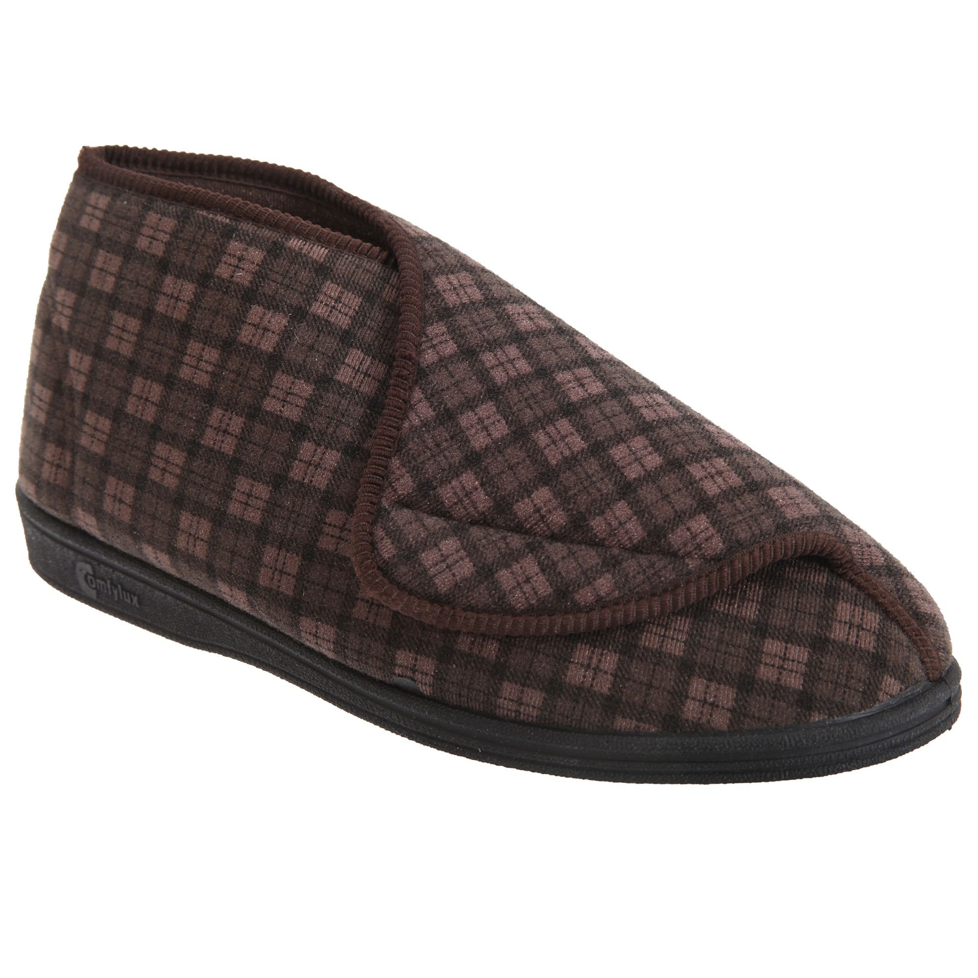 Comfylux Comfylux Men's James Check Boot Slippers in Brown - 4