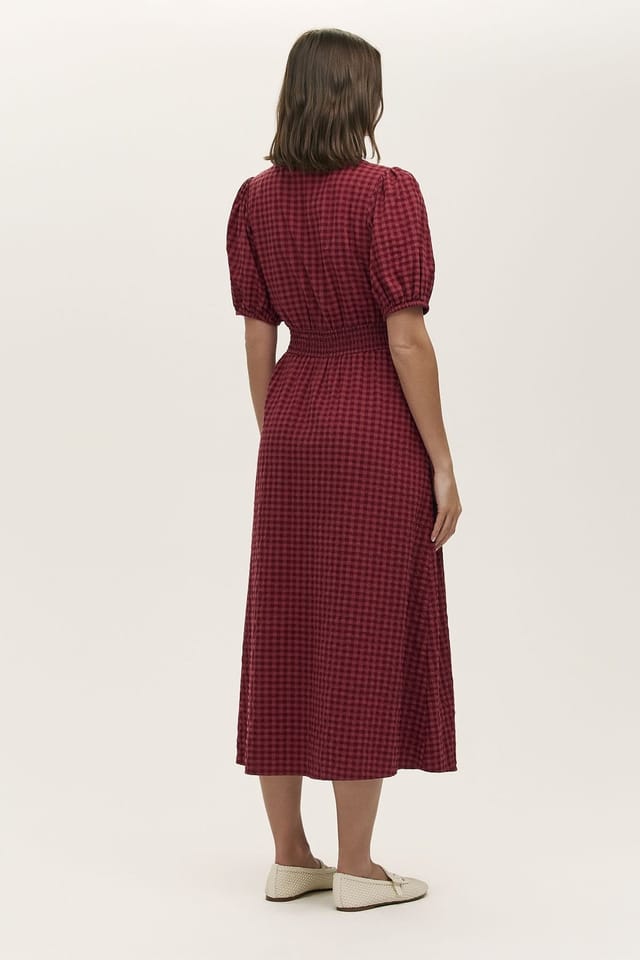 Finery London Finery London Women's Petite Addison Seersucker Midi Dress in Aubergine - 3