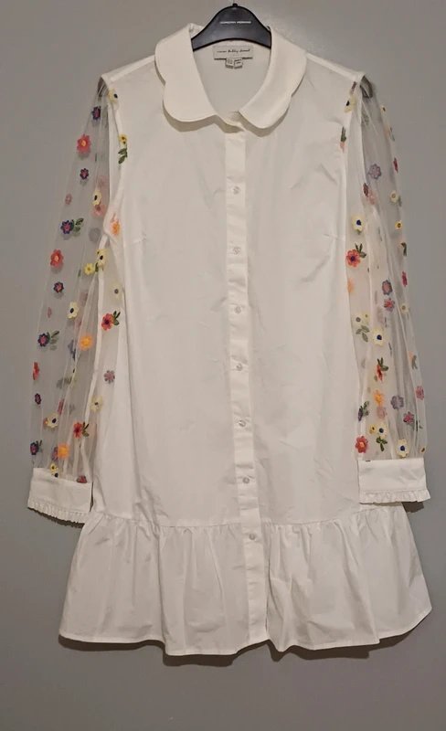 Never Fully Dressed Never Fully Dressed Embroidered Floral Shirt Dress - size 14 - 1