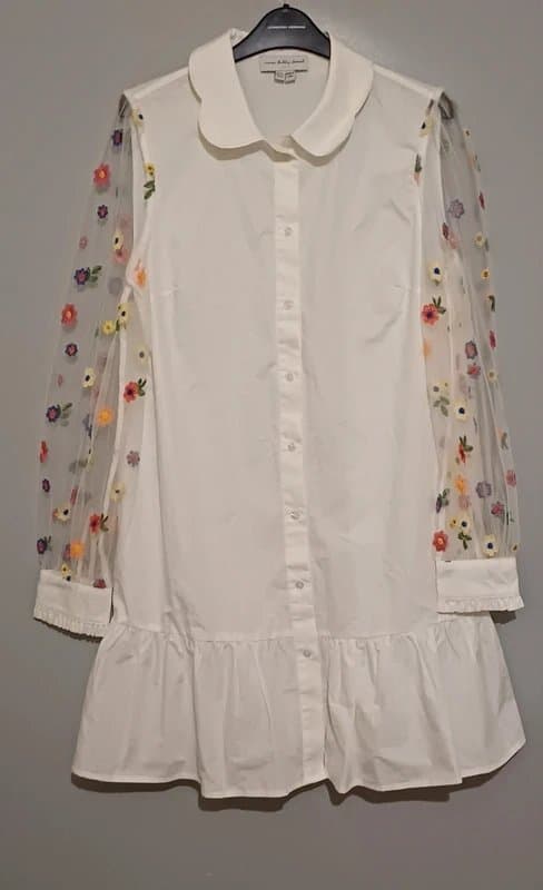 Never Fully Dressed Never Fully Dressed Embroidered Floral Shirt Dress - size 14