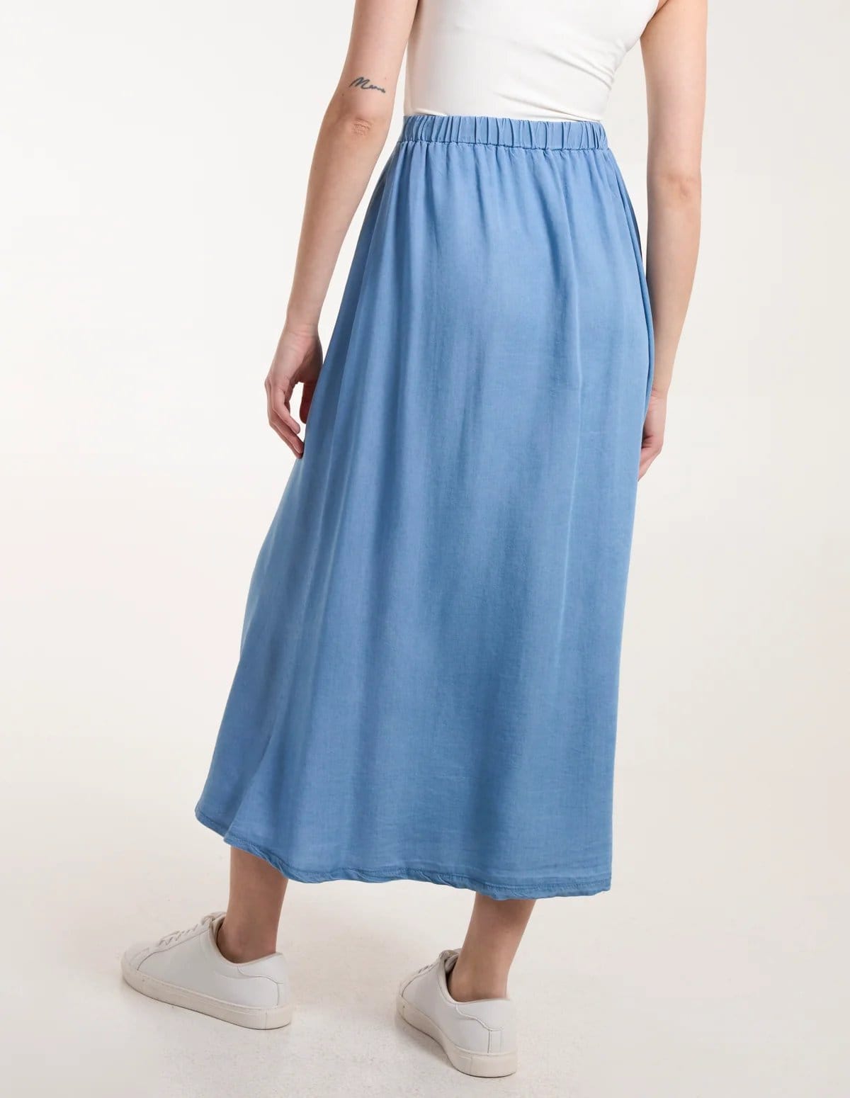 Blue Vanilla Tencel Button Front Midi Skirt - 4