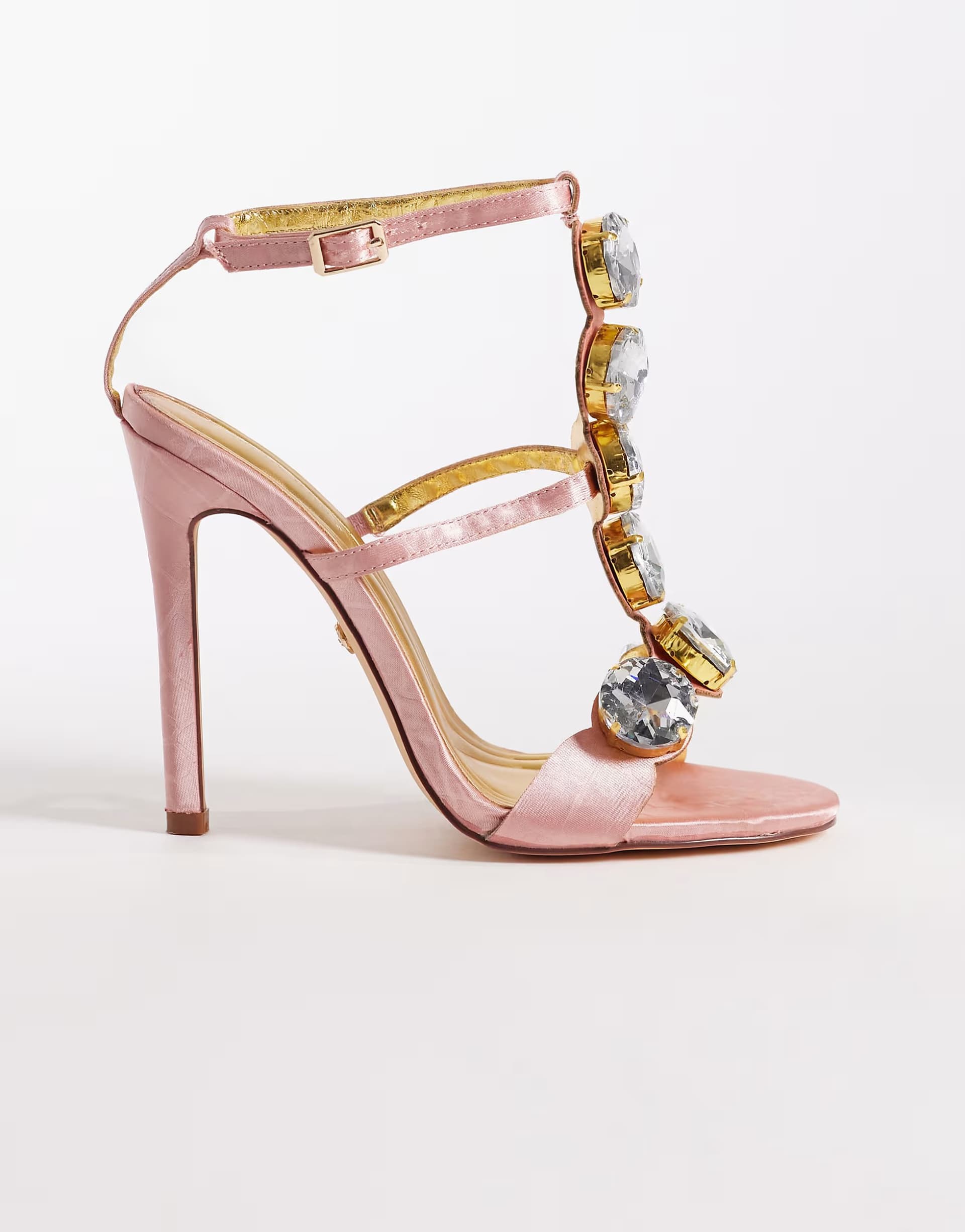 ASOS Azalea Wang Amaratha bejewelled heeled sandals in blush pink